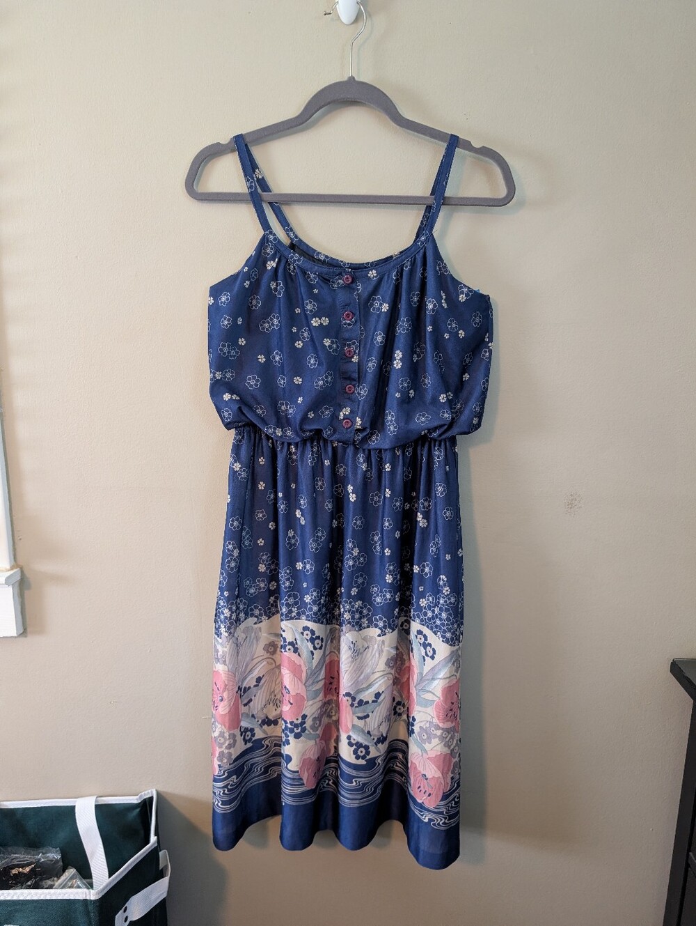 Navy Floral Border Print Sundress